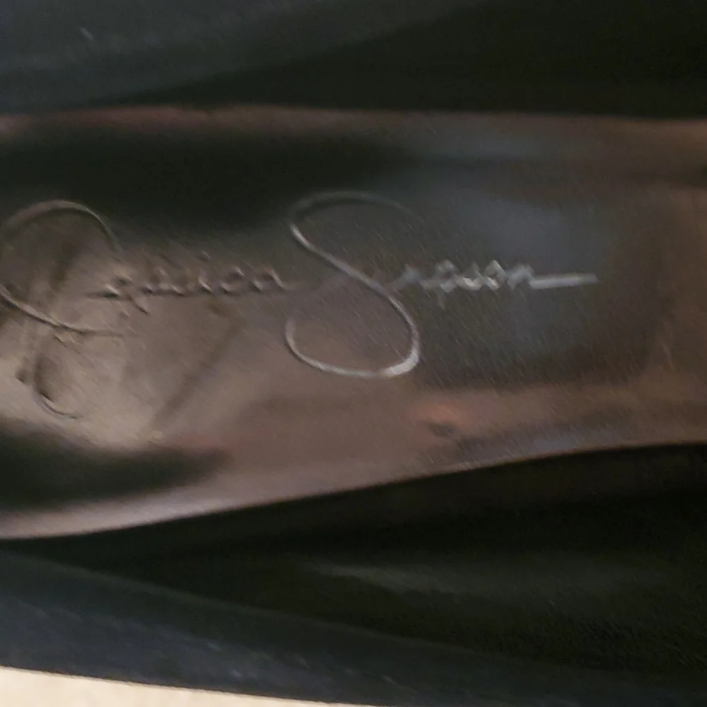 Jessica Simpson black peep toe black heels with bling. Size 9